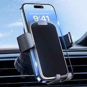 Car Phone Holder for Your with Metal Hook Clip Air Vent Cell Mount Fit iPhone Android and All Smartphones Holders Clip, Mount, Universal Automobile Cradle Smartphones, Dark Black (YC-mirrors)