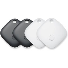 Mate Tags-4Pack, Key Finder, Bluetooth Luggage Tracker Works with Apple Find My APP (iOS Only, Not for Android), Item Locator for wallet, Backpack, Suitcases, Replaceable Battery (Black&White)
