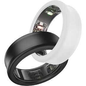 DDJ [2Pack] Ultra -Thin Silicone Cover for Samsung Galaxy Ring, Ring Protector for Oura Ring/RingConn/Ultrahuman Ring AIR Sizing Kit, Sizing M for Rings 11/12/13 (Black/Transparent)