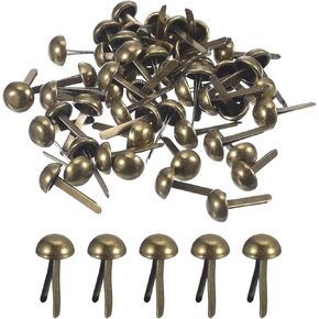 uxcell 100Pcs Bag Feet Stud Spike, 12mm Round Purse Nailheads Spike Prong Studs Bag Bottom Stud for Handbag Purse Clothing DIY Leather Craft, Gold