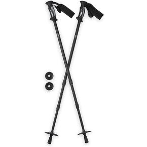 Gaiam Trekking Poles (Pair, Black), Lightweight 7075 Aluminum Hiking Support Walking Stick, Comfort-Grip Handles, All-Terrain Baskets & Styles Included, Camping & Hiking Essentials