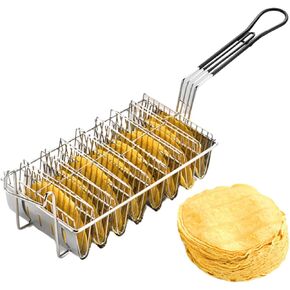 Taco Fryer Basket, Deep Fryer Taco Holder Basket V-Shaped Taco Shell Mold Taco Shell Fryer for Burritos and Tortillas, Holds 8 Shells