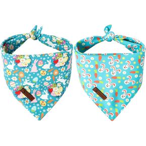 DOGWONG St. Patrick's Day Dog Bandanas 2 Pack, Triangle Reversible Lucky Clover Shamrock Green Pet Scarf Durable Holiday Bandana for Small and Medium Dogs (Large)