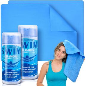 2 Pack Swim Chamois Towel Water Absorbent Quick Dry Towel Shammy Chamois Cloth for Swimming Diving Triathlons Water Sports Beach Shower Pool Gift, 13 x 17 Inches