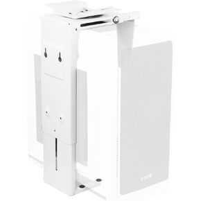 VIVO Adjustable Under Desk and Wall Mount for PC 3.5 - 7.8 inches Wide, Computer Case CPU Holder with Swivel and Secure Locking, White, MOUNT-PC01W