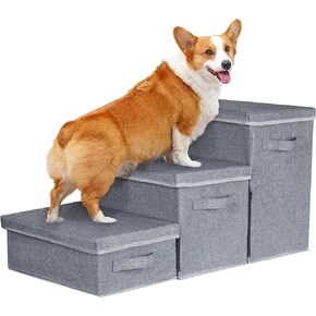 Dog Stairs with Storage, 4-Step Folding Pet Steps for Small Dogs and Cats, Pet Steps Storage with Zip, Pet Stairs for High Bed, Couch and Car Ramp (Beige, 4 Steps no Condo) in Saudi Arabia