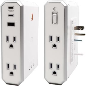 Austere V Series Appliance Power Outlet Wall Charger, 4 Outlets Surge Protector Power Strip for Kitchen, 2 USB & 20W USB Power Delivery, 3000 Joules EMI/RFI Filtering, 5 Year Component Guarantee