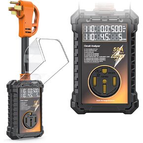 RV Surge Protector 50 amp ، 16000 joules surge guard حماية مع غطاء مقاوم للماء ، أوتوماتيكي فوق/تحت الجهد ودرجة الحرارة ، 6 في 1 شاشة LED لمقطورات السفر