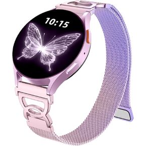 Adorve Slim Metal Strap Compatible with Galaxy Watch 7 Band, Galaxy Watch 6 Band, 5/4/FE/Pro/Classic/Active 2, 20mm Replacement Strap for Samsung Watch Bands for Women with Unique Design