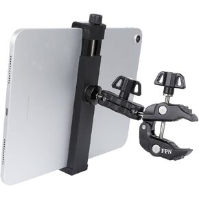 Aluminium Tablet Holder Mount for Spin Bike, iPad Mount Handlebar Clamp for Stroller, Golf Cart, Wheelchair, Scooter, Gym Bicycle, Music Stand, Compatible with 6.5-13" iPad Pro 12.9, Air, Mini