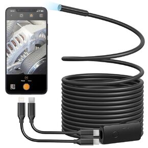 Anykit USB Endoscope Camera with 8 Adjustable LED Lights, Semi-Rigid Broscope Snake Camera, IP67 Waterproof Inspection Cam Compatible with iPhone/iPad and Android Devices (9.8 ft)