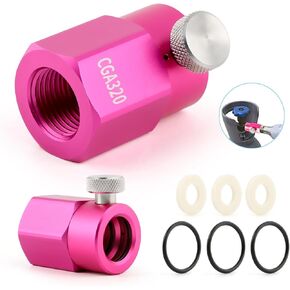 CO2 Refill Adapter Connector Kit for Soda Maker CO2 Cylinder Thread CGA320 CO2 Tank Connector Adapter Replacement for Home Use for DUO ART TERRA GAIA Machine Tank (Pink)