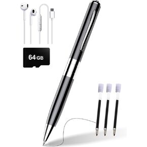 Digital Voice Recorder 64GB Digital Voice Activated Recorder with AI-Intelligent Noise Reduction, Voice Activated Sound Audio Tap Recorder Device for Lectures Meetings, Work, Interviews