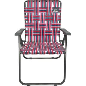 Retro Webbed Camping Chair - Lightweight, Foldable, Durable Steel Frame, 300lb Capacity, Vintage Red/Blue Stripes by Caddis Sports