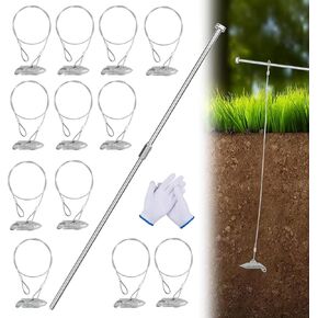 12 Pack Drive-In Ground Earth Anchors with Rod, 30inch Cable Earth Anchor Heavy Duty for High Winds, Easy Hook Anchor for Fixing Shed, Carports, Tent, Swing Set, Greenhouse, Gazebo.
