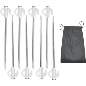 Heavy Duty Steel Tent Stakes - Glow in Dark Camping Stakes for Sand, Wind & Hard Ground | Durable Metal Ground Stakes with Storage Bag for Tents, Tarps, Canopy Accessories