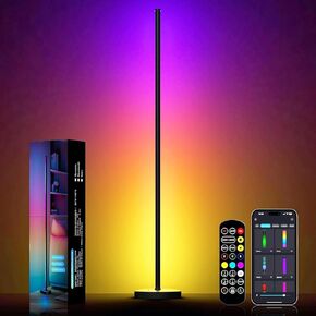 Corner Floor Lamp, 2 Pack LED Corner Lamp with APP and Remote Control, 16 Million DIY Colors & Warm White, Music Sync, Timing Function, Color Changing Ambient Lights for Living Room, Bedroom, Gaming