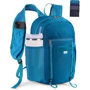 15L Small Hiking Backpack with Soft Flask, Ultralight Hiking Daypack with Chest Pockets for Phone Sternum Straps, Lightweight Foldable Packable Back Pack for Women Men(patent pending)