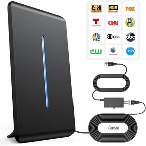 2025 Upgraded TV Antenna for Smart and All Older TV Indoor Outdoor, Up 480 Miles Range, Digital Antenna Support 360° Reception 4K 1080P HD Antenna with Amplifier Signal Booster 33ft Thick Coax Cable
