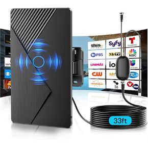 2025 Upgrade TV Antenna Indoor Outdoor for Smart TV 4K 1080P, Best Digital HDTV Antenna for Local Channels 1500 Miles Long Range with 3 Direction Signal Reception Low-Noise Amplifier，33Ft Cable