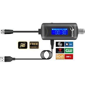 2025 TV Antenna Amplifier, Indoor TV Antenna Amplifier Support 4K 1080p TV, 25dB High Gain Signal Booster, Low Noise/Clears Up Pixelated Amplifier, Adjustable dB&Timer, USB Cable Power Supply (Black)