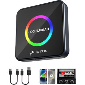 Wireless CarPlay Adapter AI TVBOX- Supports Netflix, YouTube, Disney+, TikTok, Mirror Link, and Wireless CarPlay & Android Auto Dongle for OEM Wired CarPlay Cars from 2016