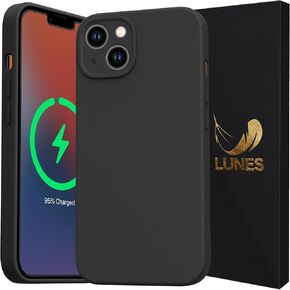 lunes Case for iPhone 14 Case [Compatible with MagSafe], Magnetic, Camera Protection, Wireless Charging, Shock Resistant, Anti-Fingerprint, Silicone Bumper Phone Cover (14, Dark Gray)