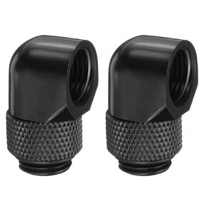 HARFINGTON 4pcs 90 Degree Elbow Water Cooling Adapter G1/4" Thread Male to Female Compression Connector Fitting Copper Extender Fitting for Computer PC Water Cooling System, Black