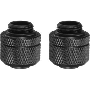HARFINGTON 2pcs Water Cooling Adapter G1/4" Thread to 10mm OD Hard Tubing Compression Fitting Copper Extender Fitting with Tighten O-Ring for Computer PC Water Cooling System, Black