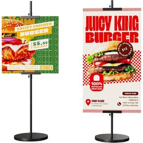 DTK Easel Stand ، toiletop القابل للضبط لإطار الصورة يصل إلى 24.8 "H ، معرض الملصقات للعلامات أو الفن أو الصورة ، وقصة العرض المعدنية للمنزل ، أو المتجر ، والارتفاع القابل للتعديل في الفنون (أسود) in Kuwait