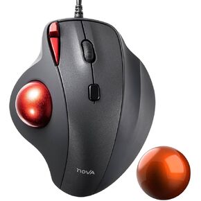 SANWA Wired Ergonomic Trackball Mouse GMATB167 + Orange 34mm Trackball Replacement Ball Set, Rollerball Mice, Programmable Silent Buttons, 600-1600 DPI, Compatible MacBook, Laptop, Windows, macOS