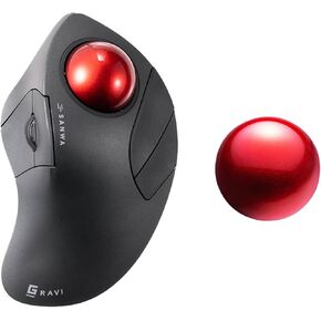 SANWA Bluetooth 5.1 + 2.4G Wireless Trackball Mouse and 44mm Trackball Replacement Ball Bundle, Programmable Rollerball Mouse, Silent Click, 600-1600 DPI, Compatible MacBook, Laptop, Windows, macOS