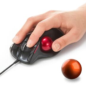SANWA Wired Trackball Mouse GMATB44BKN + Orange 34mm Trackball Replacement Ball Set, Computer Rollerball Mice, 400/800/1200/1600 DPI, Compatible MacBook, Laptop, Windows, macOS, Chrome OS