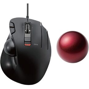 ELECOM Wired Thumb-Operated Trackball Mouse & RED Trackball Replacement (M-XT3URBK & M-B1RD)