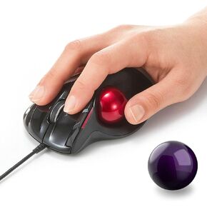 SANWA Wired Trackball Mouse GMATB44BKN + Purple 34mm Trackball Replacement Ball Set, Computer Rollerball Mice, 400/800/1200/1600 DPI, Compatible MacBook, Laptop, Windows, macOS, Chrome OS