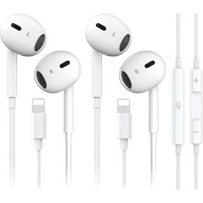 2 Packs-for iPhone Headphones Wired Earbuds/Earphones Nosie Reduction Built-in Microphone & Volume Control Headsets Compatible with iPhone 14/13/12/11/XR/XS/X/8/7/SE/Pro/Pro Max
