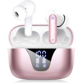 ZIUTY Wireless Earbuds, 2025 Bluetooth Headphones, 50hrs Stereo Deep Bass Ear Buds with Power Display Charging Case, buit in Mic, IPX5 Waterproof Headset for for iPhone Andriod Phones - White