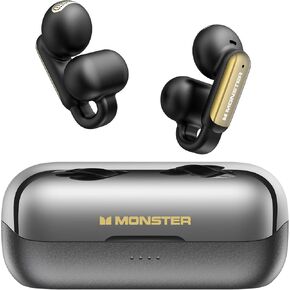 Monster AI Translation Earbuds Open AC601, 3-in-1 Translator Wireless Earphones, Bluetooth 6.0 Open Earbuds with 115 Languages Translation, Real-Time AI & Touch Control Wireless Headphone (Black)