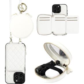 Bocasal A Stylish Crossbody Wallet Case for iPhone 16 Pro Max + A Mini Round Pouch Bag