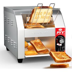 PYY Conveyor Toaster Commercial - 200 Slices/Hour, Electric Industrial Belt Toasters Heavy Duty, Stainless Steel Tostadora Transportadora for Bun Bagel Bread Waffle Restaurant Buffet Catering