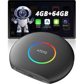 CB6 CarPlay AI Box - 2025 Upgrade Wireless CarPlay Adapter, Plug & Play Car Video Box/Android AI Box with DriveChat, GPS, Compatible with Netflix/YouTube, Android 13, 2 BT, 4G LTE, 4G+64G, Black