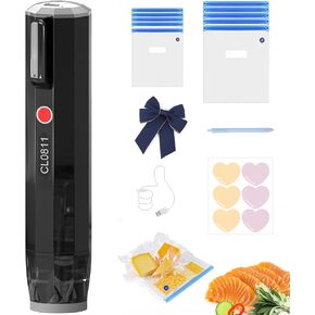 Handheld Compact Vacuum Sealer for Food Preservation, Portable Cordless Sealer Machine Food Fresh,Vacuum Sealer with 10 PCS Reusable Sous Vide Bags for Preserving Vegetables, Fruits