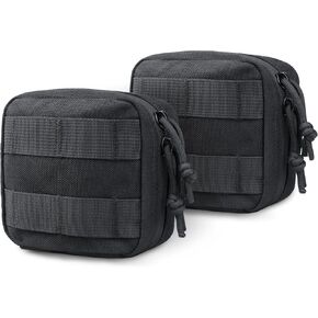 2 Pack Small Molle Pouch, Mini Tactical EDC Belt Pouches 4x4 GP Pouch Admin Compact Tool Utility Pouches Organizer Waist Belt Pouch for Man Including Removeable Clear ID Pocket