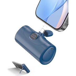 Ultra Small Portable Charger with Stand, Mini Power Bank with USB C Connect Powerbank Fast Charging, Phone Charger Battery Pack 5000mAh Compatible with iPhone 16/15 Series and Samsung Android etc