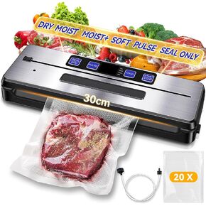 Vacuum Sealer for Meat Freezer - Vacuum-Sealed Pre-packaged Meal, Save Food, Sous Vide, Food Vacuum Sealer Machine, Compact Design, Fully Starter Kits, Sliver Black
