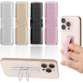 Phone Strap Grip Holder, Phone Finger Strap Slim Adhesive Flat Cellphone Stand Handle Kickstand Case with Elastic Finger Loop for Most Smartphones and Cell Phone Case