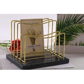 Real Marble File Holder - Modern Marble Mail Organizer - White + Gold