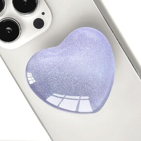 Expandiing Moblile Cell Phone Grip Heart Shape Glass Holder for Smartphones, Cellphone Collapsible Stand（ Purple