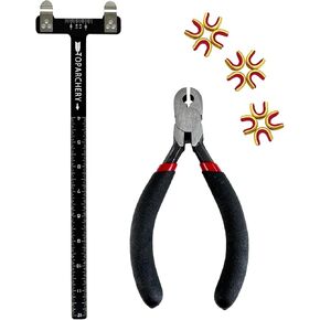 Archery T Shape Bow Square Ruler and 12 Pcs Brass Nock Points and Pliers Archery Bowstring Nocking Points Set for Compound and Recurve Bow Turning Kit