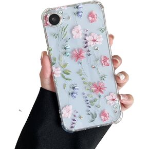 DEFBSC Soft Case Compatible with iPhone 11, Clear Floral Flower Pattern Print Design Flexible TPU Shockproof Cover for Women Girls,Flower Protective Phone Case 6.1", Purple Peony